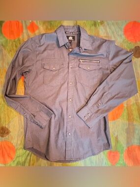 Rock & Republic Shirt Mens Size Small Long Sleeve Casual Button Down Slate Blue